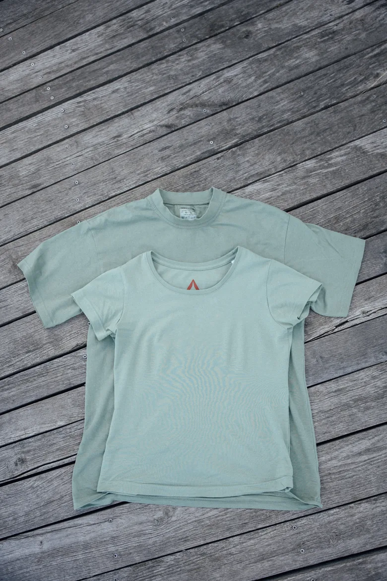 Issued Czech Army tee in size 89/92 laid over the ENVOI tee in size XS